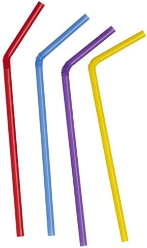 [250 לספור] גמיש חד פעמי פלסטיק שתיית קשיות-7.75& 34; גבוהה-מגוון צבעים